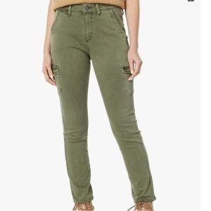 PAIGE Jolie Khaki Green Slim Cotton Cargo Ankle Utility Pants SZ 26